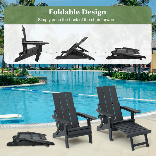 Fortune Candy 1 Person HIPS Foldable Adirondack Chair with Cushion, Black
