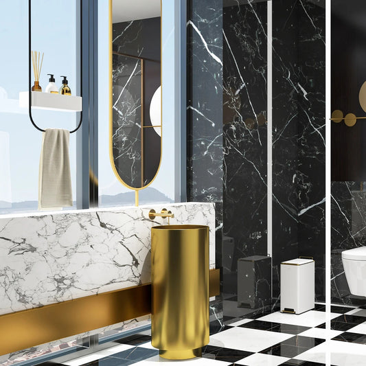 Fortune Candy 32.68'' Tall Round Stainless Steel Pedestal Sink Basin (Gold)