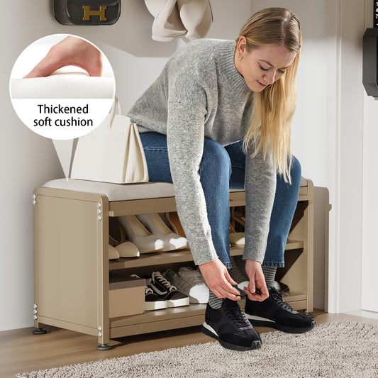 Fortune Candy 27.6'' Length Storage Cabinet with 2 Tier Shoe Rack (Camel Yellow)