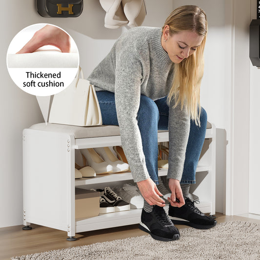 Fortune Candy 27.6'' Length Storage Cabinet with 2 Tier Shoe Rack (White)