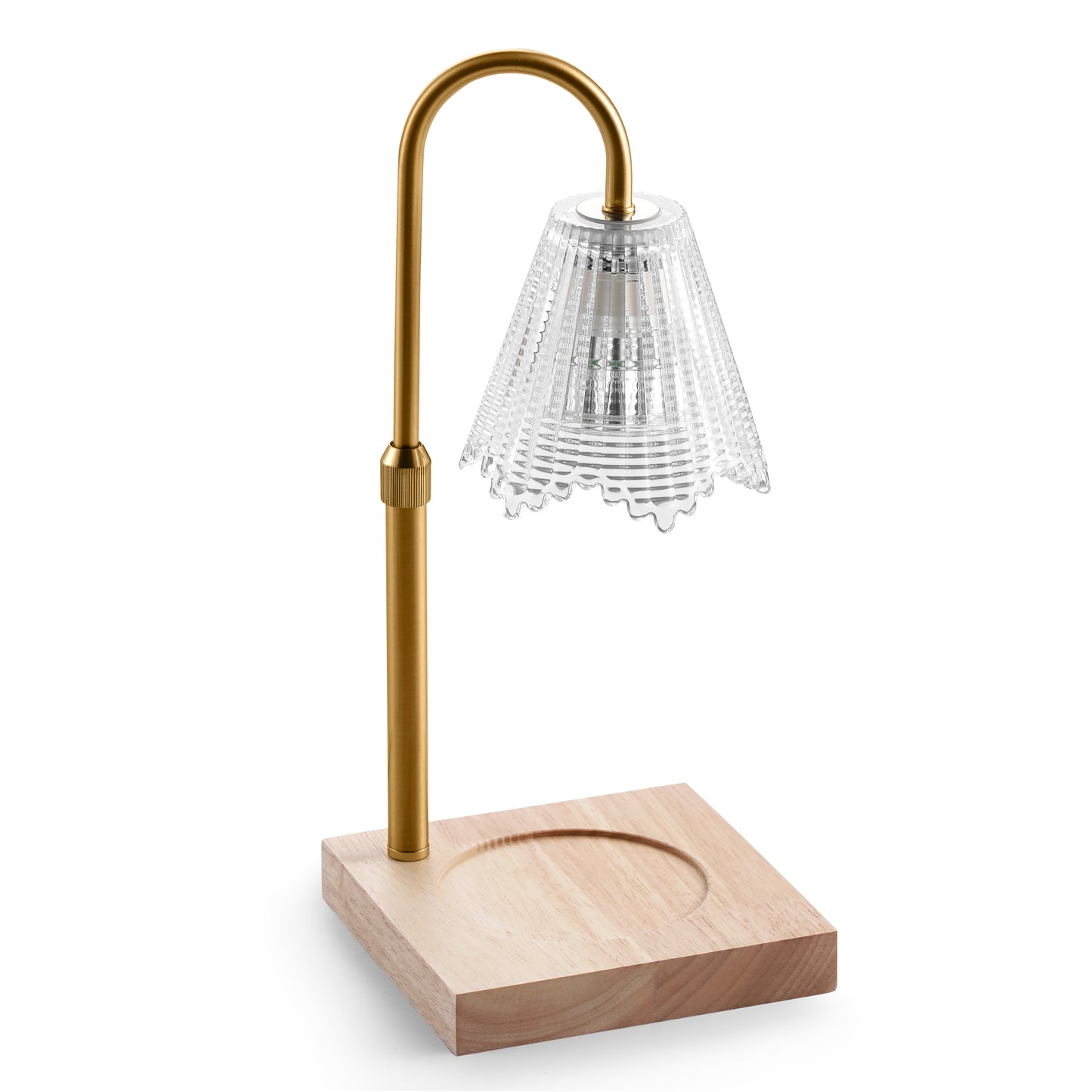 Fortune Candy Flameless Fragrant Candle Melter, Adjustment Knob, Dimmer & Timer, Wooden Base (Vintage-inspired Fluted Shade)