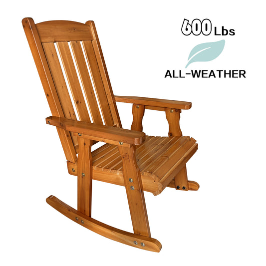Fortune Candy 1 Person Wooden Rocking Chair with Comfortable Backrest Inclination, High Backrest and Deep Contoured Seat (Teak Tone)