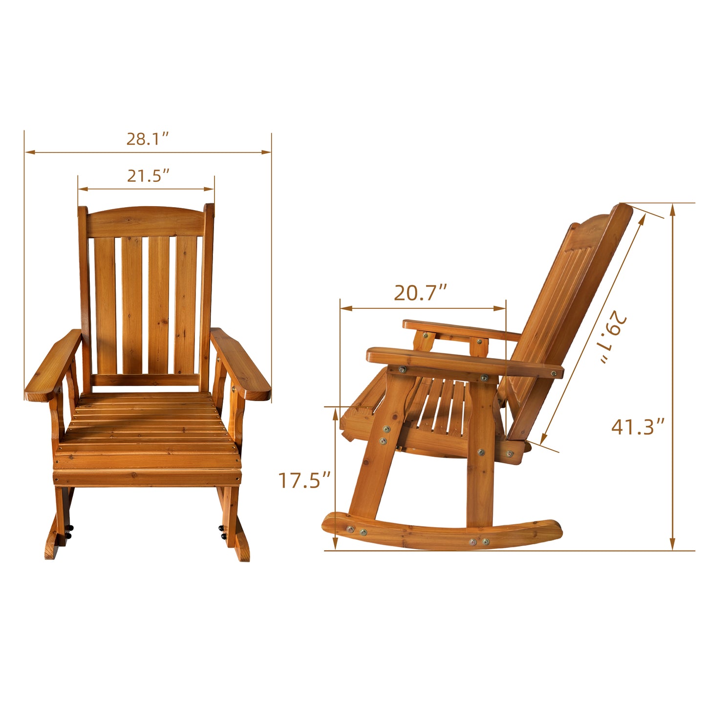 Fortune Candy 1 Person Wooden Rocking Chair with Comfortable Backrest Inclination, High Backrest and Deep Contoured Seat (Teak Tone)