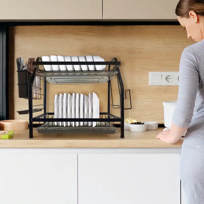 Fortune Candy 16'' Tall Large Capacity Multifunction Storage 2 Tier Dish Drying Rack