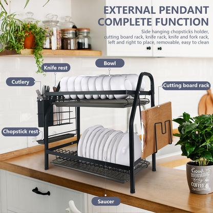 Fortune Candy 16'' Tall Large Capacity Multifunction Storage 2 Tier Dish Drying Rack