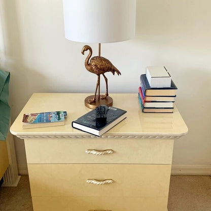 Fortune Candy 26" Matte Gold Polyresin Flamingo Table Lamp With White Drum Shade, Modern Decor for Living Room or Bedroom