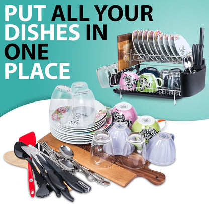 Fortune Candy Metal 18.89'' Width Multifunctional 2-Tier Dish Drying Rack