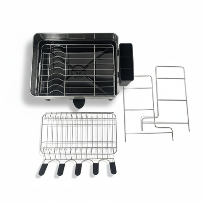 Fortune Candy 2-Tier Stainless Steel Dish Drying Rack for Kitchen Counter, Large Dish Rack with Utensil Holder and Rotating Drain Spout