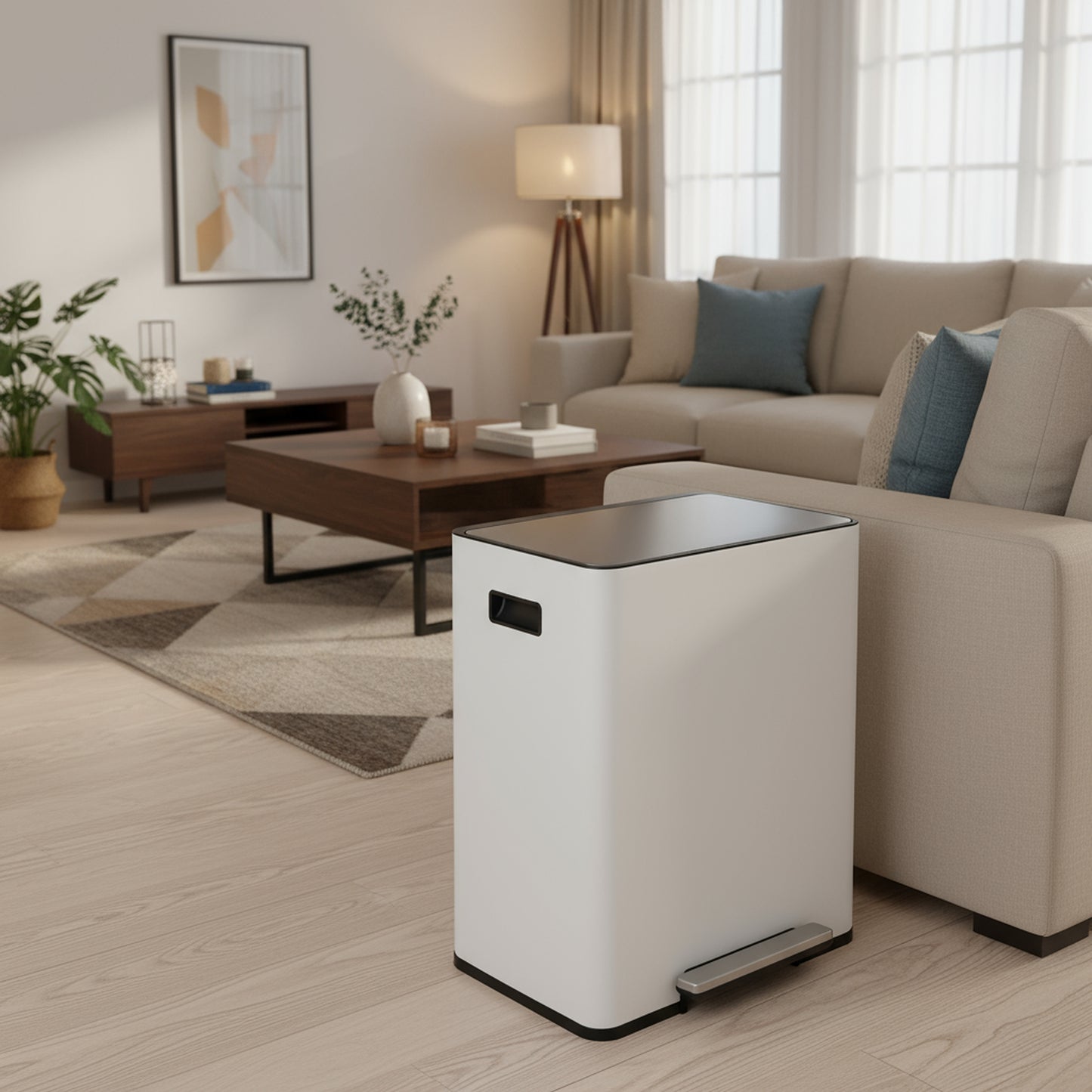 Innovaze 16 Gal / 60L Stainless Steel Step Trash Can, 30L+30L Removable Bin for Kitchen, Home, Office, Apartment