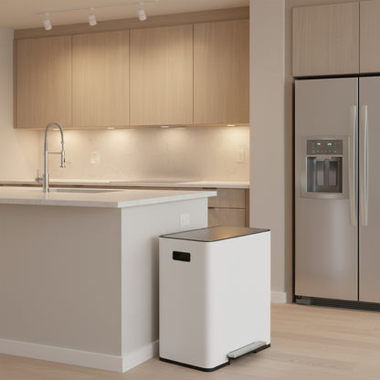 Innovaze 16 Gal / 60L Stainless Steel Step Trash Can, 30L+30L Removable Bin for Kitchen, Home, Office, Apartment