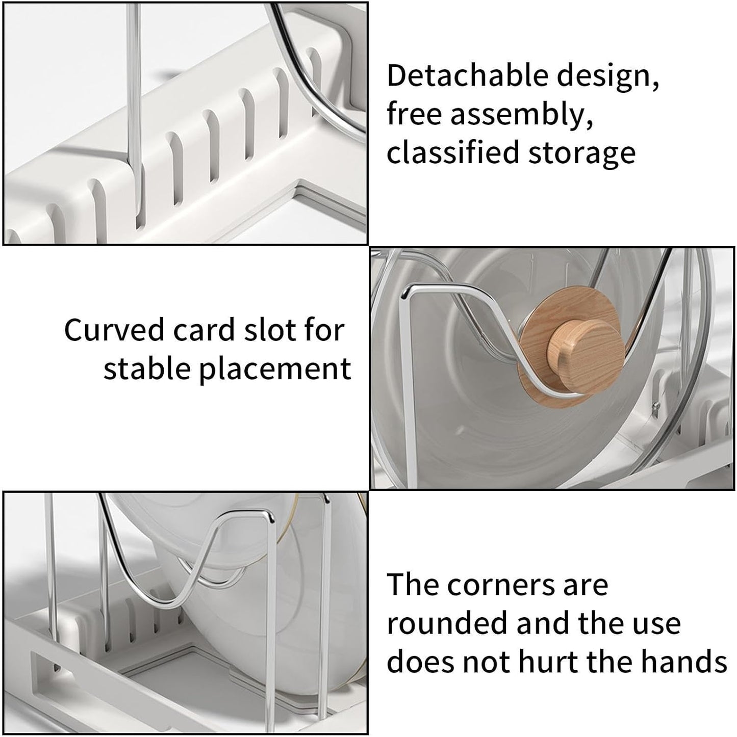 Fortune Candy 2 Pack Retractable Cabinet Organizer Rack, Pot Lid Holder for Cutting Boards, Pans, and Kitchen Storage, Gray