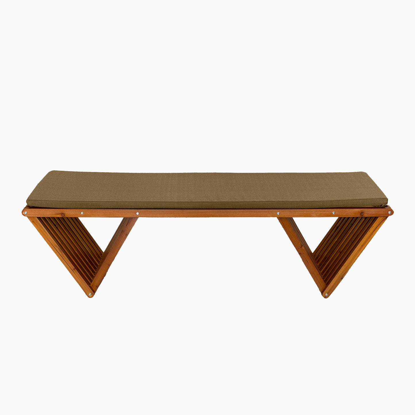 Fortune Candy 62.8" Solid Fir Wood Patio Bench - Weatherproof Cushion & Wood Varnish Coating for Outdoor (Brown)