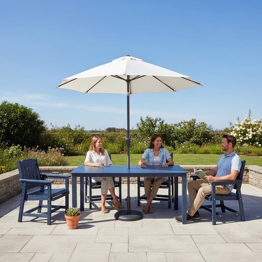 Fortune Candy 70.9 in. Poly Lumber Outdoor Plastic Dining Table, HIPS Patio Dining Table with Umbrella Hole, 1 Piece, Navy Blue