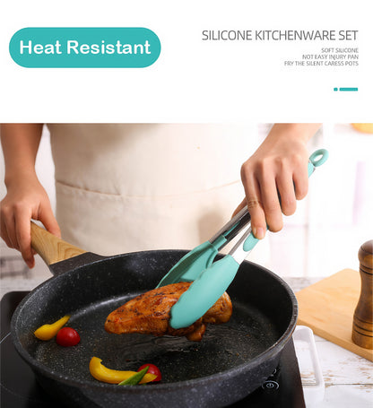 Fortune Candy 19pc Kitchen Utensil Set, Includes Tongs, Ladle, Scissors, Knives and Cutting Board (Green)