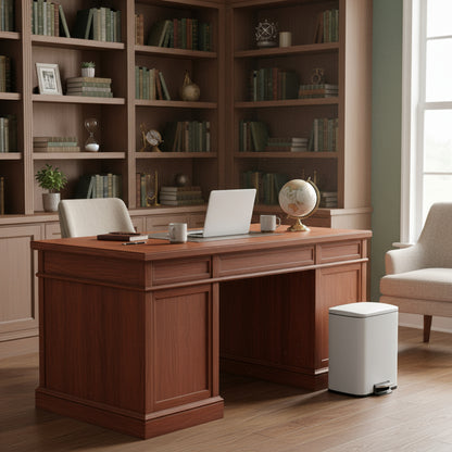 Innovaze 5.3 Gallon / 20 Liter Stainless Steel Step-On Trash Can, Rectangular Shape, Matte White Finish, Ideal for Home or Office