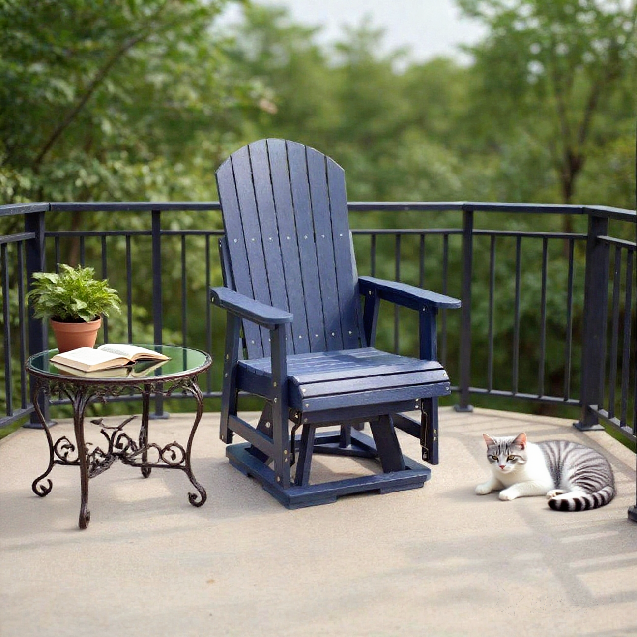 Fortune Candy 1 Person HIPS Swivel Patio Glider, 44.9'' Height, Rotate 360 Degrees, Navy