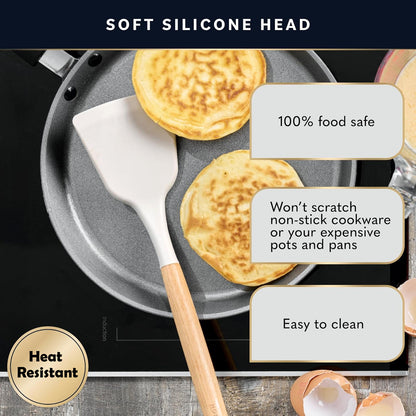 Fortune Candy 19pc Kitchen Utensil Set, Includes Tongs, Ladle, Scissors, Knives and Cutting Board (Beige)