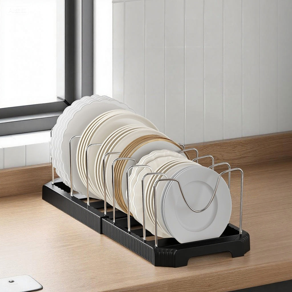 Fortune Candy 2 Pack Retractable Cabinet Organizer Rack, Pot Lid Holder for Cutting Boards, Pans, and Kitchen Storage, Black