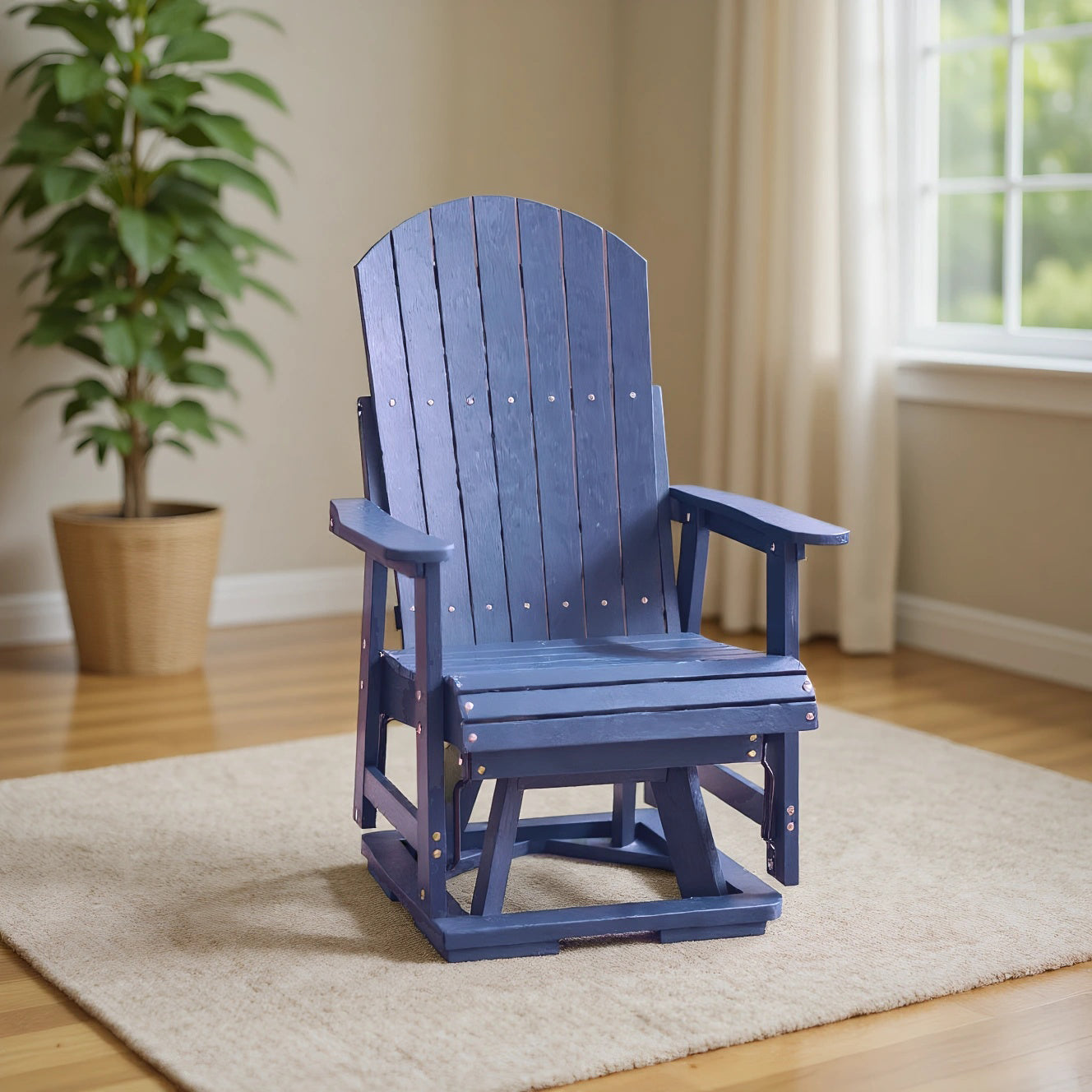 Fortune Candy 1 Person HIPS Swivel Patio Glider, 44.9'' Height, Rotate 360 Degrees, Navy