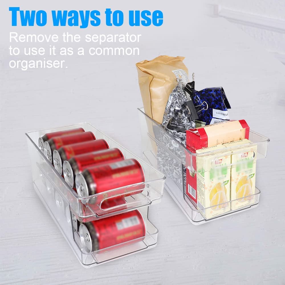 Fortune Cany 2 PCS Double Layers Soda Can Fridge Storage Organisers, Automatic Drink Can Dispenser, Plastic