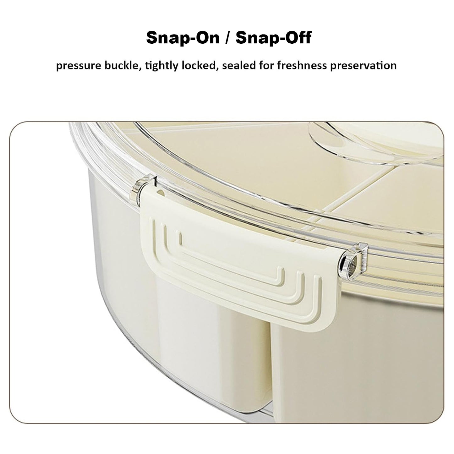 Fortune Candy 9 Compartment Box, Rotating Serving Tray with Lid & Handle, Portable Organizer for Fruits, Candy, Veggies, Party & Travel (White)