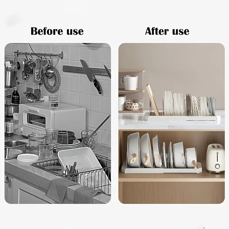 Fortune Candy 1 Piece Retractable Cabinet Organizer Rack, Pot Lid Holder for Cutting Boards, Pans, and Kitchen Storage, Gray