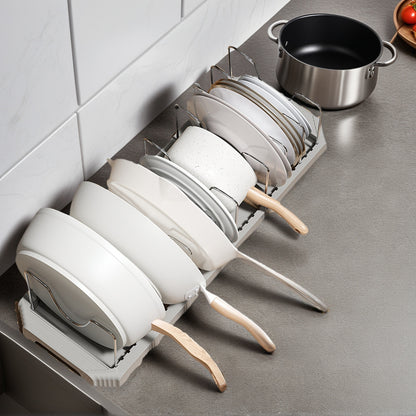 Fortune Candy 2 Pack Retractable Cabinet Organizer Rack, Pot Lid Holder for Cutting Boards, Pans, and Kitchen Storage, Gray