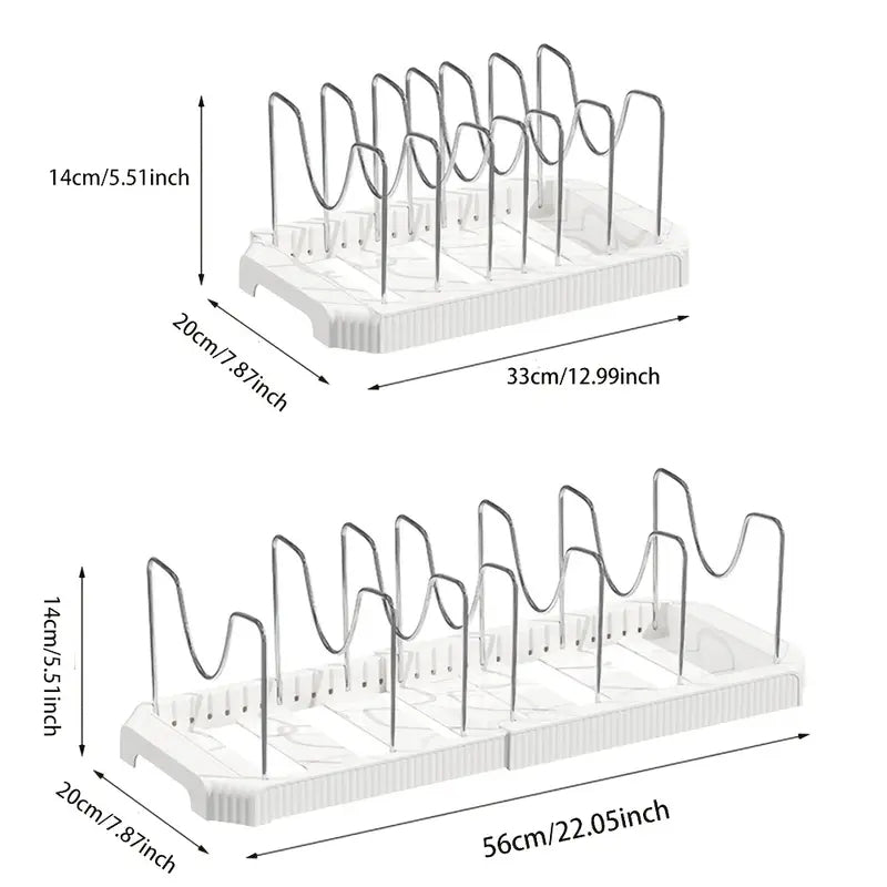 Fortune Candy 1 Piece Retractable Cabinet Organizer Rack, Pot Lid Holder for Cutting Boards, Pans, and Kitchen Storage, Black