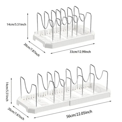 Fortune Candy 1 Piece Retractable Cabinet Organizer Rack, Pot Lid Holder for Cutting Boards, Pans, and Kitchen Storage, Gray