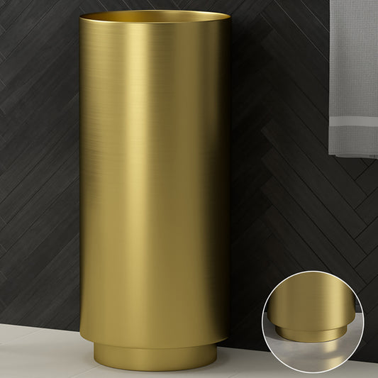 Fortune Candy 32.68'' Tall Round Stainless Steel Pedestal Sink Basin (Gold)