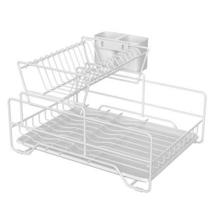 Fortune Candy 7'' Tall Multifunctional 2-Tier Dish Drying Rack For Kitchen(White)