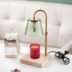 Fortune Candy Flameless Fragrant Candle Melter, Adjustment Knob, Dimmer & Timer, Wooden Base (Rustic Fluted Shade)