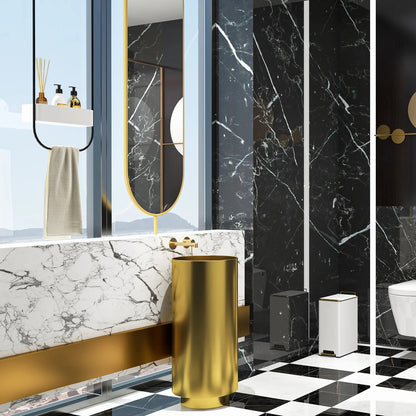 Fortune Candy 32.68'' Tall Round Stainless Steel Pedestal Sink Basin (Gold)