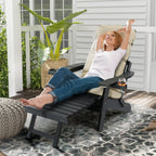 Fortune Candy 1 Person HIPS Foldable Adirondack Chair with Cushion, Black