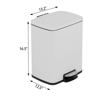 Innovaze 5.3 Gallon / 20 Liter Stainless Steel Step-On Trash Can, Rectangular Shape, Matte White Finish, Ideal for Home or Office