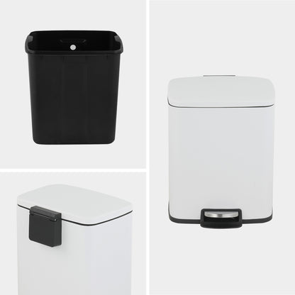 Innovaze 5.3 Gallon / 20 Liter Stainless Steel Step-On Trash Can, Rectangular Shape, Matte White Finish, Ideal for Home or Office