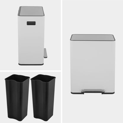 Innovaze 16 Gal / 60L Stainless Steel Step Trash Can, 30L+30L Removable Bin for Kitchen, Home, Office, Apartment