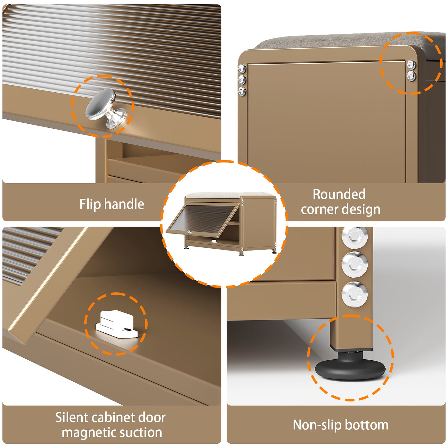 Fortune Candy 27.6'' Length Storage Cabinet with 2 Tier Shoe Rack (Camel Yellow)