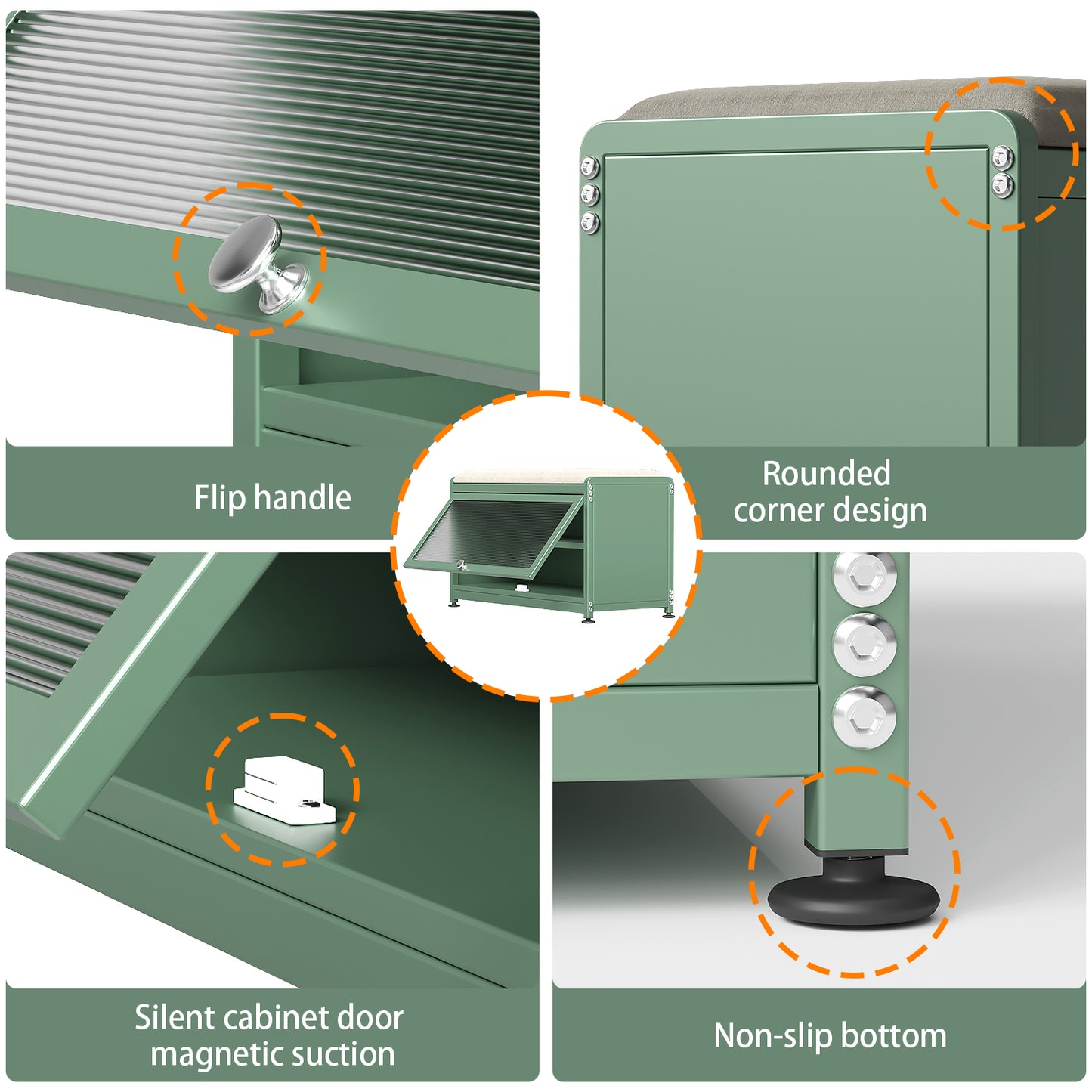 Fortune Candy 27.6'' Length Storage Cabinet with 2 Tier Shoe Rack (Green)