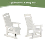Fortune Candy 1-Person Poly Lumber Patio Glider, with Cup Holders, High Backrest and Deep Contoured Seat, HIPS Material (White)