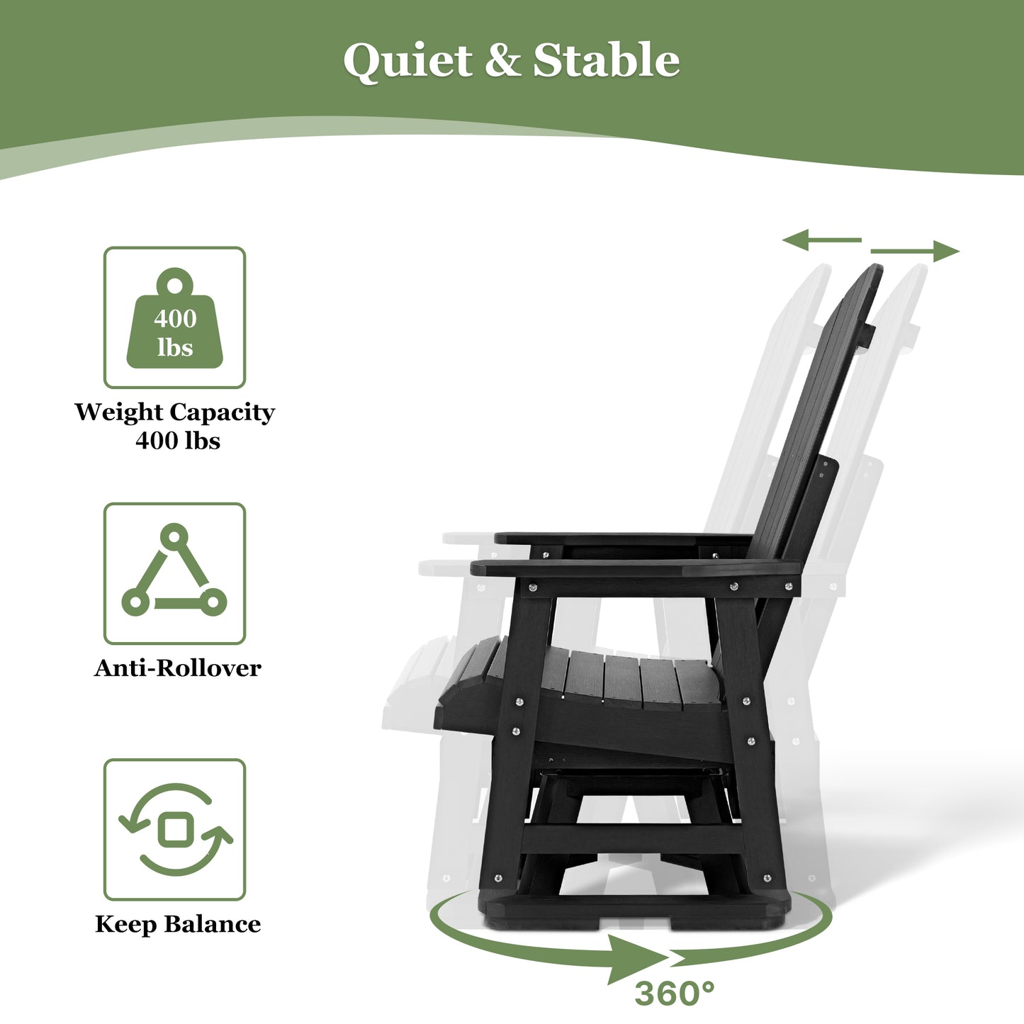 Fortune Candy 1 Person HIPS Swivel Patio Glider, 44.9'' Height, Rotate 360 Degrees