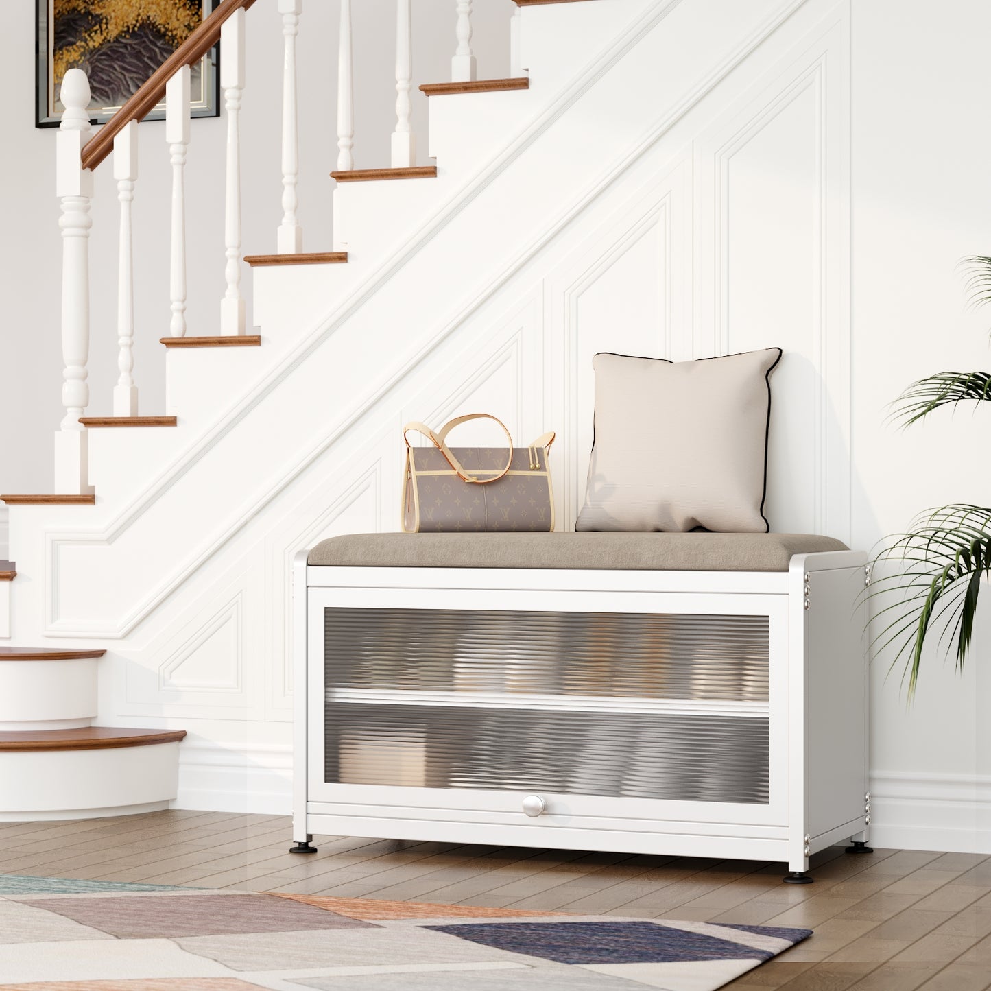 Fortune Candy 27.6'' Length Storage Cabinet with 2 Tier Shoe Rack (White)