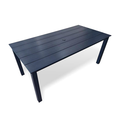 Fortune Candy 70.9 in. Poly Lumber Outdoor Plastic Dining Table, HIPS Patio Dining Table with Umbrella Hole, 1 Piece, Navy Blue