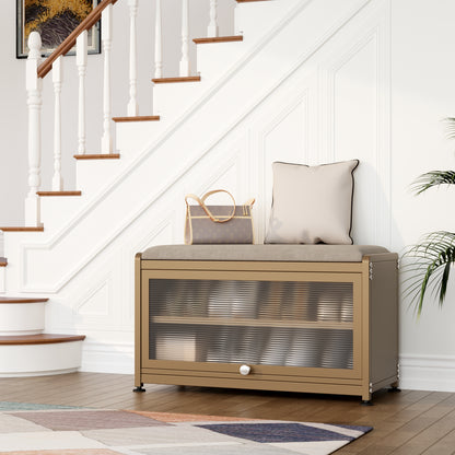 Fortune Candy 27.6'' Length Storage Cabinet with 2 Tier Shoe Rack (Camel Yellow)