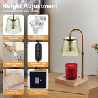 Fortune Candy Flameless Fragrant Candle Melter, Adjustment Knob, Dimmer & Timer, Wooden Base (Rustic Fluted Shade)