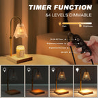 Fortune Candy Flameless Fragrant Candle Melter, Adjustment Knob, Dimmer & Timer, Wooden Base (Vintage-inspired Fluted Shade)