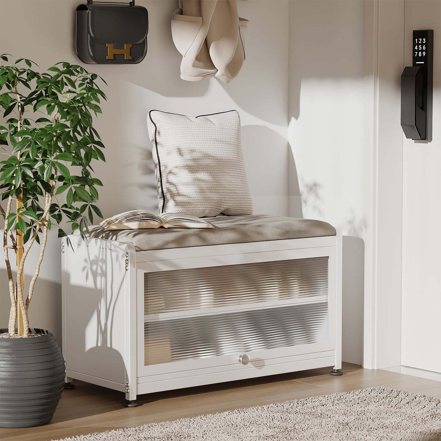 Fortune Candy 27.6'' Length Storage Cabinet with 2 Tier Shoe Rack (White)