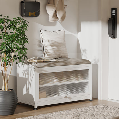 Fortune Candy 27.6'' Length Storage Cabinet with 2 Tier Shoe Rack (White)