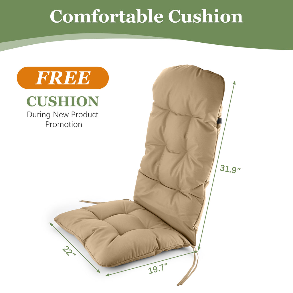 Fortune Candy 1 Person HIPS Foldable Adirondack Chair with Cushion, Black