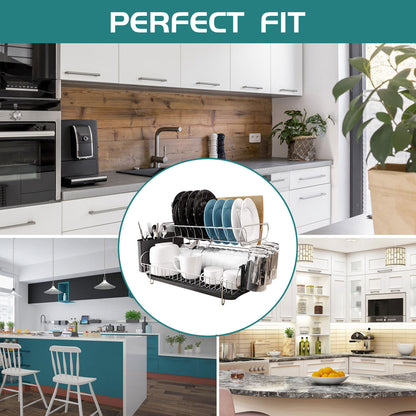 Fortune Candy Metal 18.89'' Width Multifunctional 2-Tier Dish Drying Rack